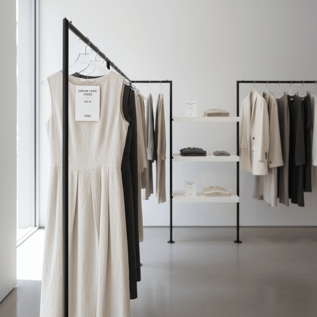 Rack of jackets and coats in a bright boutique